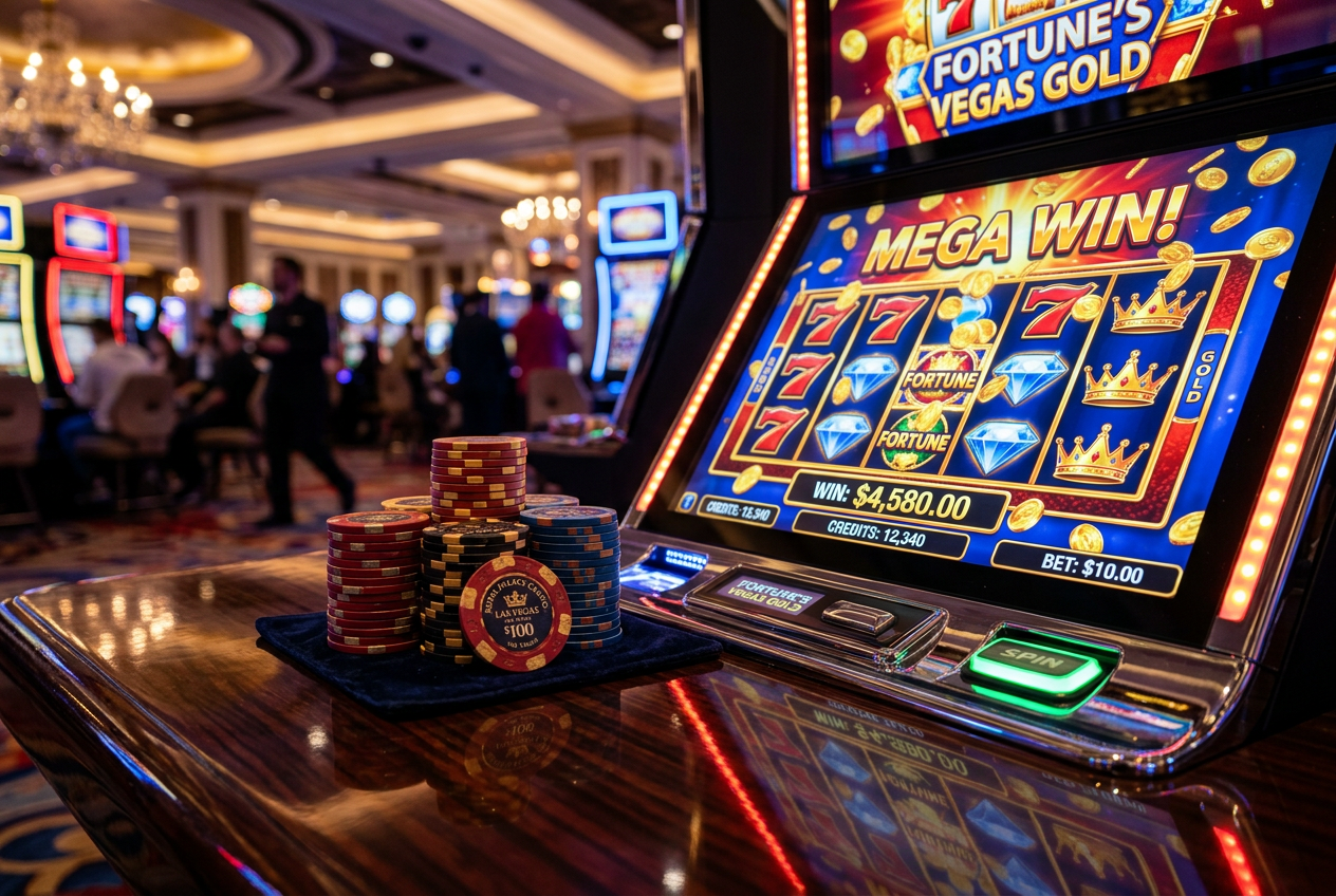 Premium digital casino interface with poker chips