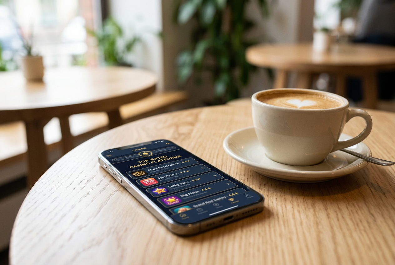 A modern smartphone displaying a casino comparison app interface.