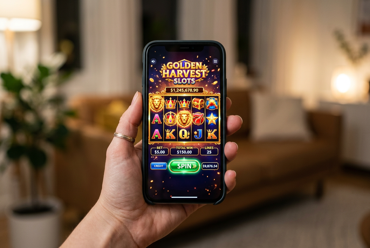High-definition slot games on a mobile device.